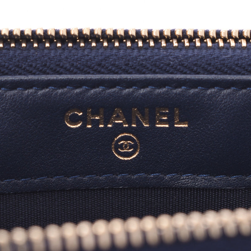 Chanel Chanel Boy Channel Clutch Bag Navy Gold Bracket Ladies Caviar Skin Chain Wallet A-Rank Used Silgrin