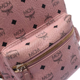 MCM emblem Backpack Pink Ladies PVC Leather Backpack day pack B