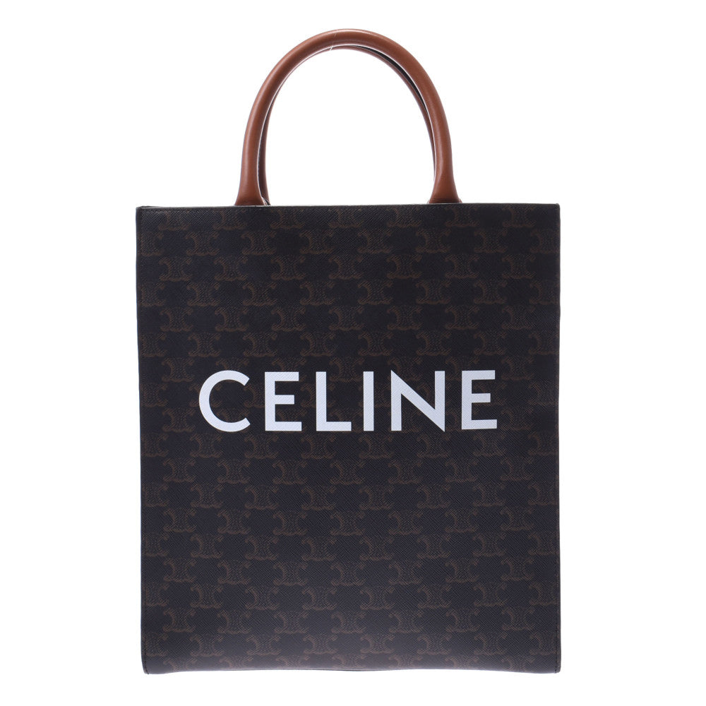 2WAYバッグ Aランク CELINE セリーヌ トリオンフキャンバス/PVCレザー ハンドバッグ バーティカルカバスモール ブラウン レディース  中古 - Solisege