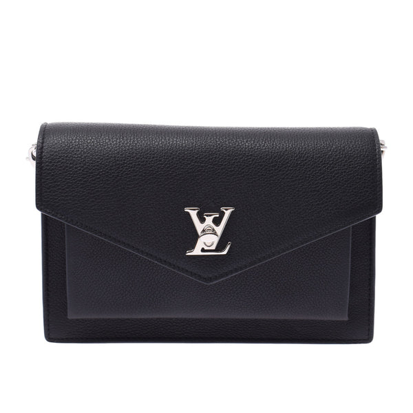 Louis Vuitton pochette lock me chain 2WAY black silver hardware m63471 Ladies Leather Shoulder Bag NEW