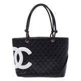 CHANEL Kan Chanel Bonn line large Thoth black / white Lady's lambskin tote bag AB rank used silver storehouse