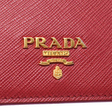 PRADA プラダ パスケース 名刺入れ 赤 ユニセックス サフィアーノ カードケース Aランク 中古 銀蔵