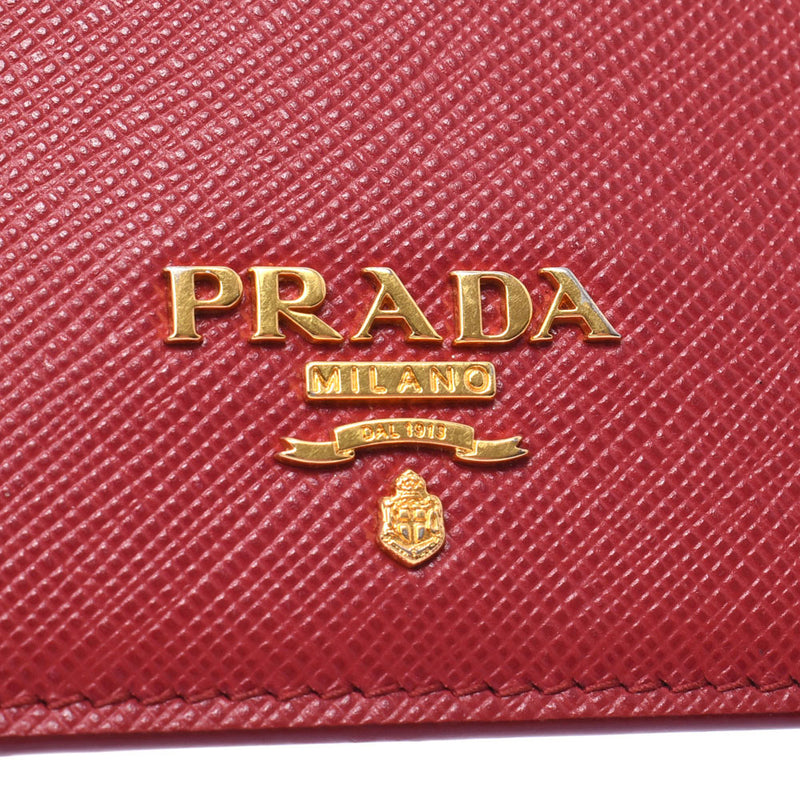 PRADA プラダ パスケース 名刺入れ 赤 ユニセックス サフィアーノ カードケース Aランク 中古 銀蔵