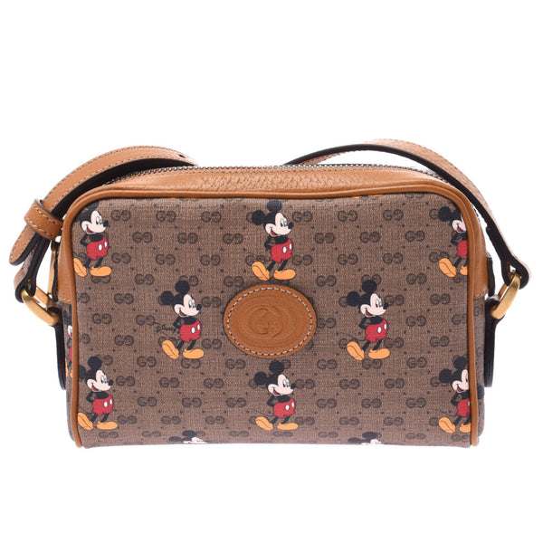 GUCCI Gucci, Mickey Mouse, Disney Colabo Brown Gold, 602536, Ladies, PVC/Karf, shoulder bag, unused Ginzo.