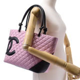 Chanel Cambon Line Large Tote Pink / Black Womens lambskin Tote Bag