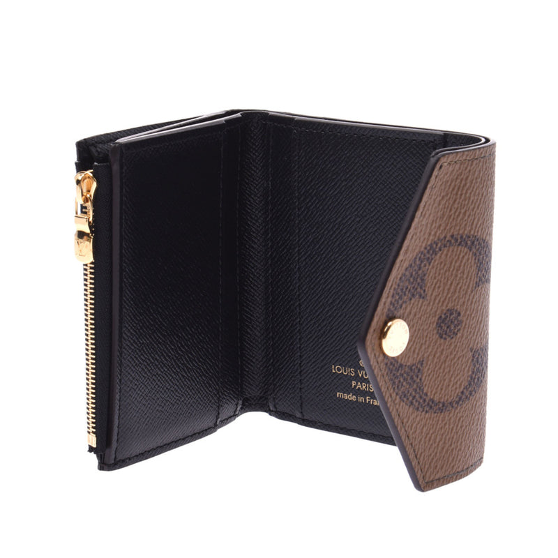 Louis Vuitton Monogram reverse Poe feuille Zoe brown m80725 Unisex Monogram canvas tripod Wallet