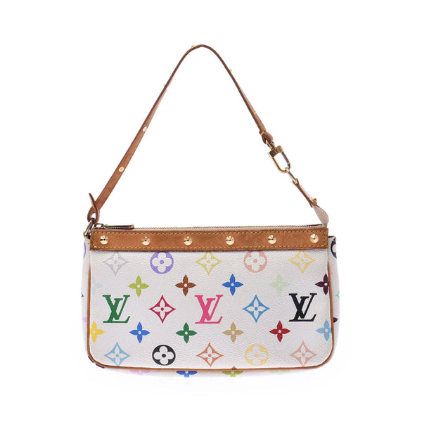 LOUIS VUITTON ルイヴィトン マルチカラー ポシェット アクセソワール 白 M92649 レディース モノグラムマルチカラー アクセサリーポーチ Bランク 中古 銀蔵