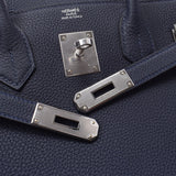 Hermes Hermes Burkin 30 Blue Nuy Silver Bracket Z Engraved (around 2021) Ladies Togo Handbag New Silgrin