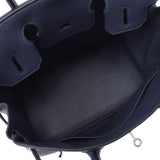 Hermes Hermes Burkin 30 Blue Nuy Silver Bracket Z Engraved (around 2021) Ladies Togo Handbag New Silgrin