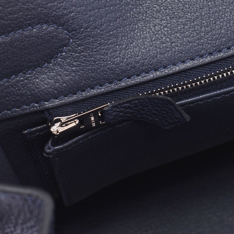 Hermes Hermes Burkin 30 Blue Nuy Silver Bracket Z Engraved (around 2021) Ladies Togo Handbag New Silgrin