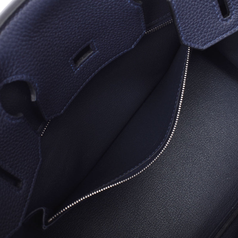 Hermes Hermes Burkin 30 Blue Nuy Silver Bracket Z Engraved (around 2021) Ladies Togo Handbag New Silgrin