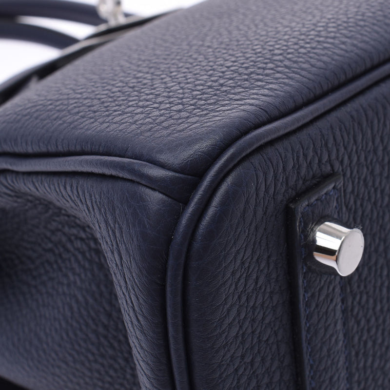 Hermes Hermes Burkin 30 Blue Nuy Silver Bracket Z Engraved (around 2021) Ladies Togo Handbag New Silgrin