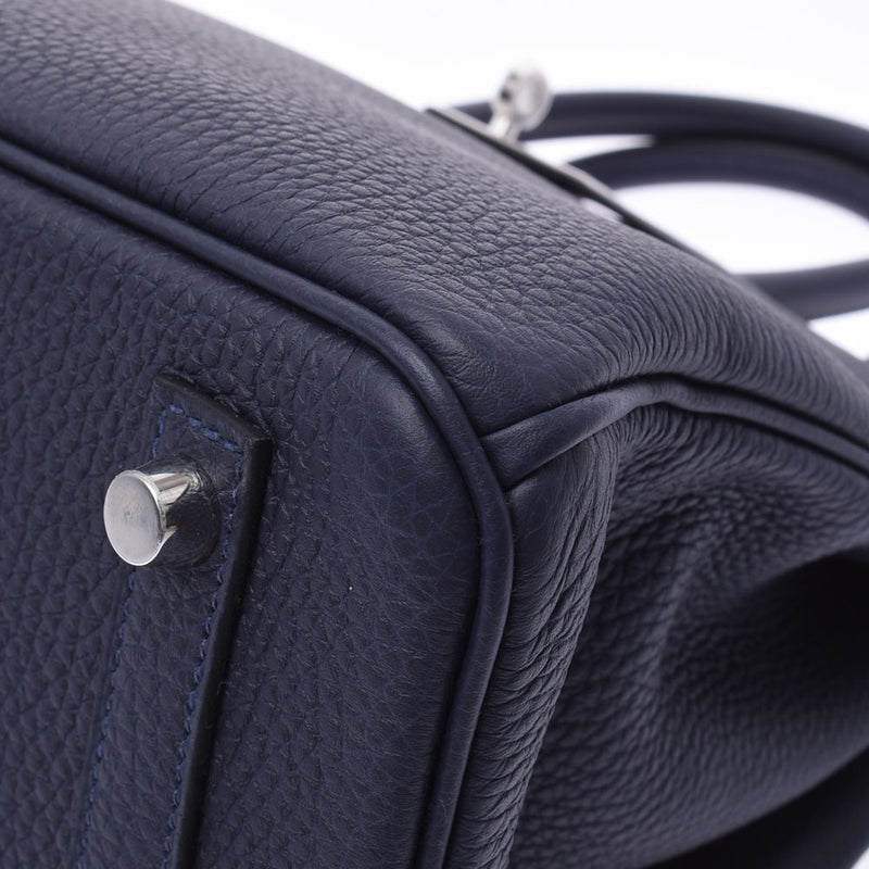 Hermes Hermes Burkin 30 Blue Nuy Silver Bracket Z Engraved (around 2021) Ladies Togo Handbag New Silgrin