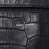 SAINT LAURENT サンローラン クラシックミュージアム 黒 メンズ クロコ型押しカーフ ブリーフケース Bランク 中古 銀蔵