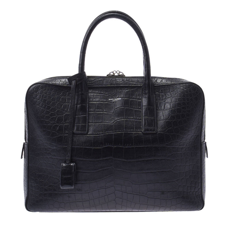 Saint Laurent Sun Laurent Classic Museum Black Men's Croco-Push Curf Brief Case B Rank Used Silgrin