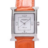 Hermes h watch bezel diamond hh3.530 Mens SS / Alligator watch automatic