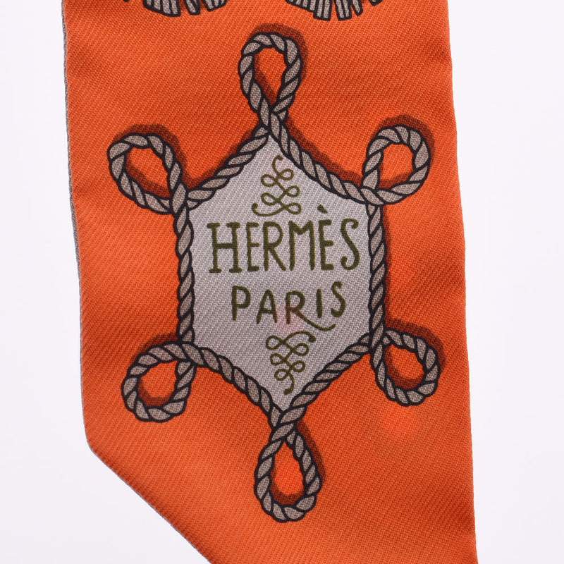 Hermes tiary embroidery & Brandenburg Ornament / garons et branddebourgs orange ladies 100% scarf