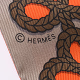 HERMES エルメス ツイリー 飾緒とブランデンブルク飾り/Galons et Brandebourgs オレンジ レディース シルク100％ スカーフ 新品 銀蔵