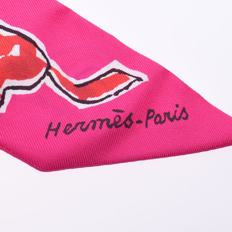HERMES エルメス ツイリー 自由の馬/Chevaux en liberte ピンク レディース シルク100％ スカーフ 新品 銀蔵