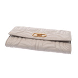 Salvatore Ferragamo Ferragamo Gantini Stitch Beige Gold Bracket Women's Leather Long Wallet A-Rank Used Silgrin