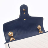 GUCCI グッチ GGマーモント スモールショルダー 白/ネイビー ゴールド金具 443497 レディース レザー ショルダーバッグ Aランク 中古 銀蔵