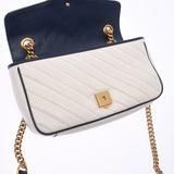 GUCCI グッチ GGマーモント スモールショルダー 白/ネイビー ゴールド金具 443497 レディース レザー ショルダーバッグ Aランク 中古 銀蔵