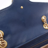 GUCCI グッチ GGマーモント スモールショルダー 白/ネイビー ゴールド金具 443497 レディース レザー ショルダーバッグ Aランク 中古 銀蔵