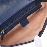 GUCCI グッチ GGマーモント スモールショルダー 白/ネイビー ゴールド金具 443497 レディース レザー ショルダーバッグ Aランク 中古 銀蔵