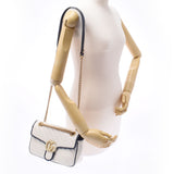 GUCCI グッチ GGマーモント スモールショルダー 白/ネイビー ゴールド金具 443497 レディース レザー ショルダーバッグ Aランク 中古 銀蔵