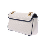 GUCCI グッチ GGマーモント スモールショルダー 白/ネイビー ゴールド金具 443497 レディース レザー ショルダーバッグ Aランク 中古 銀蔵