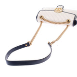 GUCCI グッチ GGマーモント スモールショルダー 白/ネイビー ゴールド金具 443497 レディース レザー ショルダーバッグ Aランク 中古 銀蔵
