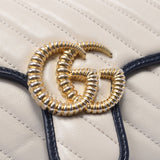 GUCCI グッチ GGマーモント スモールショルダー 白/ネイビー ゴールド金具 443497 レディース レザー ショルダーバッグ Aランク 中古 銀蔵