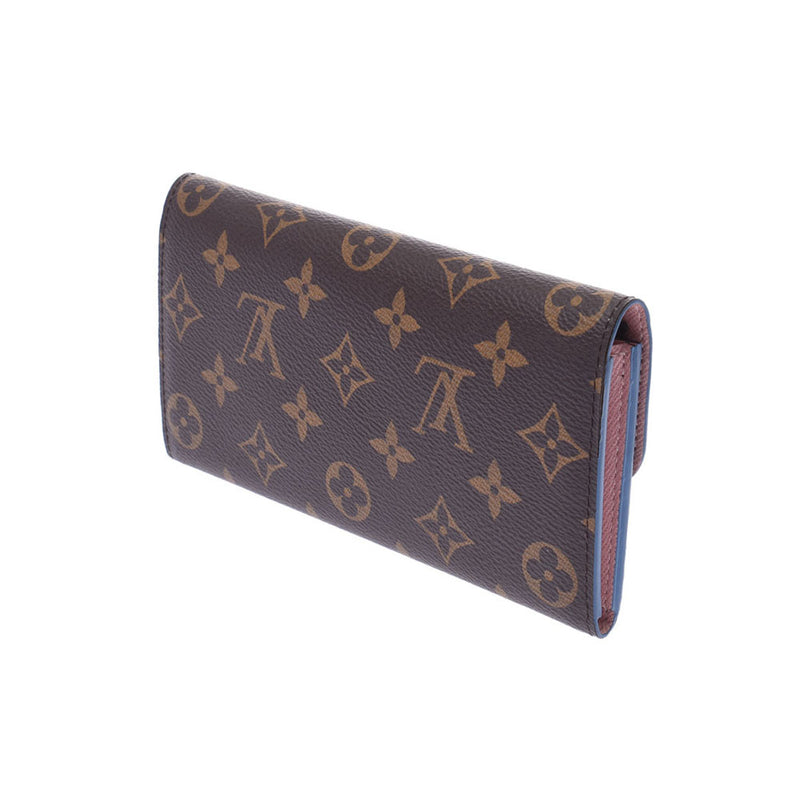 Louis Vuitton Louis Vuitton Monogram Portfoille Emily Flower Blue Jean M63895 Women's Monogram Canvas Long Wallet AB Rank Used Silgrin