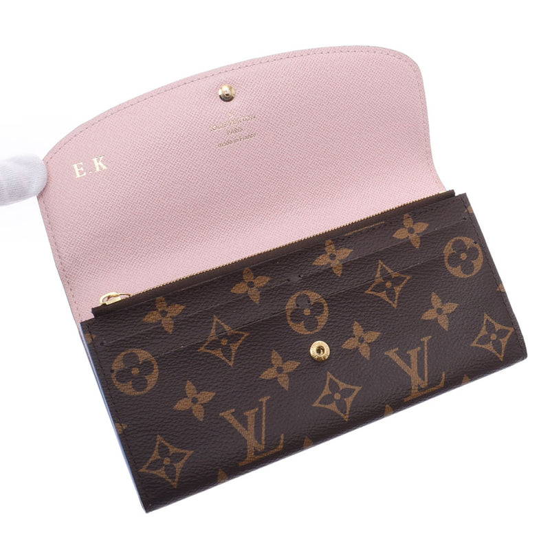 Louis Vuitton Louis Vuitton Monogram Portfoille Emily Flower Blue Jean M63895 Women's Monogram Canvas Long Wallet AB Rank Used Silgrin