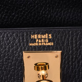 HERMES Kelly 32 outer sewn 2WAY bag black gold metal fittings ○ Z engraved (around 1996) Ladies Ardennes handbag A rank used silver warehouse