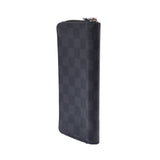 Louis Vuitton Louis Viton Graphit Zippy Wallet Vertical Black / Gray N63095 Men's Dumier Graphit Canvas Long Wallet AB Rank Used Silgrin