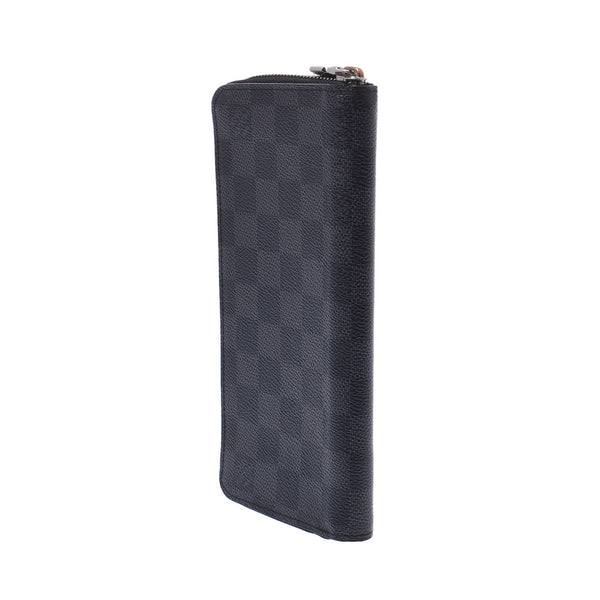 Louis Vuitton Louis Viton Graphit Zippy Wallet Vertical Black / Gray N63095 Men's Dumier Graphit Canvas Long Wallet AB Rank Used Silgrin