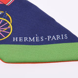 HERMES エルメス ツイリー 精巧な馬車/Voitures Exquises ネイビー系/白 レディース シルク100％ スカーフ 新品 銀蔵