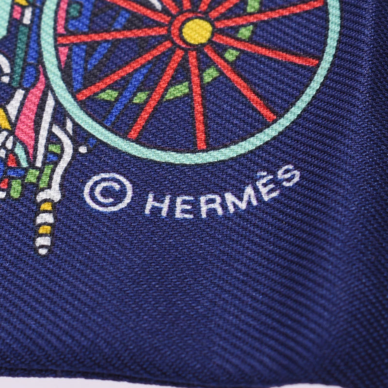 Hermes Hermes Twilley Elaborate Horse / Voitures Exquises Navy / White Womens Silk 100% Scarf New Sinkjo