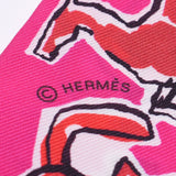 HERMES エルメス ツイリー 自由の馬/Chevaux en liberte ピンク/赤 レディース シルク100％ スカーフ 新品 銀蔵