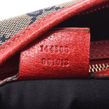 GUCCI Gucci GG Pattern Beige / Red 144388 Unisex Leather GG Canvas Shoulder Bag AB Rank Used Sinkjo