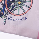 Hermes Hermes Twilley精心制作马车/畜魔术粉红色/浅蓝色女士丝绸100％围巾新水池