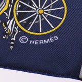 HERMES エルメス ツイリー 精巧な馬車/Voitures Exquises ネイビー/黒/グレー レディース シルク100％ スカーフ 新品 銀蔵