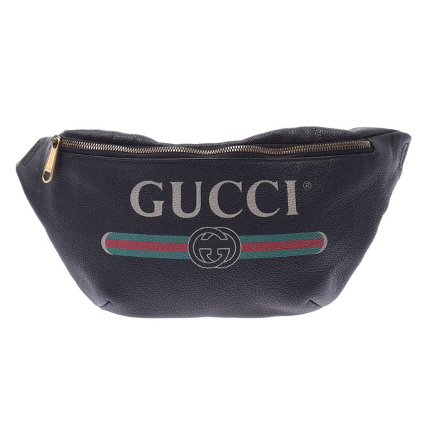GUCCI Gucci belt bag Gucci print black 530412 unisex leather body bag A rank used silver storehouse