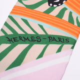 Hermes Hermes Twilley Jagar Ketsar / Jaguar Quetzal Green / Orange / Pink女士丝绸100％围巾新Silgrin