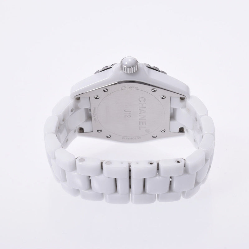 香奈儿J12 38毫米H0970男士白色陶瓷/ SS手表自动白色表盘A级二手Ginzo
