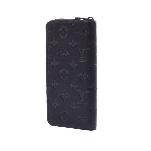 LOUIS VUITTON Louis Vuitton Monogram Shadow Zippy Wallet Vertical Black Black M62902 Unisex Leather Long Wallet New Used Ginzo