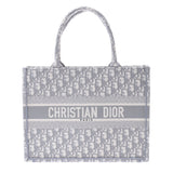 Christian Dior Christian Dior Book Totor Small White / Gray Unisex Canvas Handbag New Sinkjo