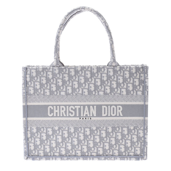 Christian Dior Christian Dior Book Totor Small White / Gray Unisex Canvas Handbag New Sinkjo