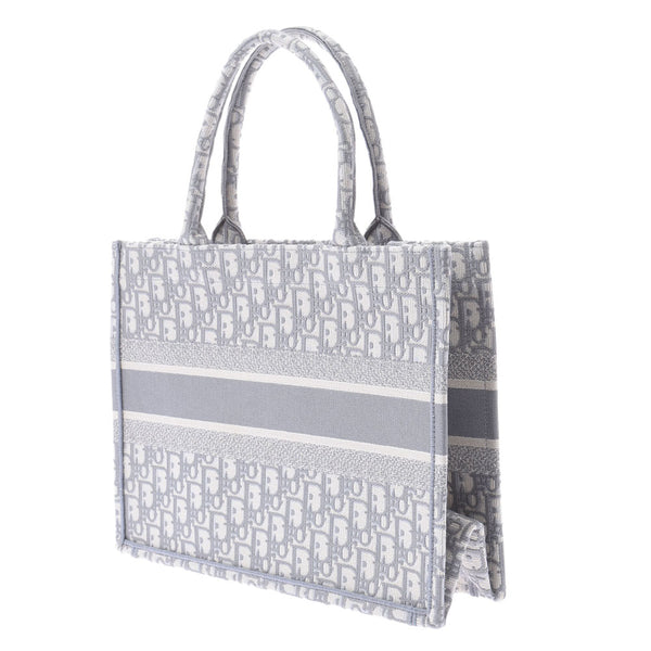 Christian Dior Christian Dior Book Totor Small White / Gray Unisex Canvas Handbag New Sinkjo